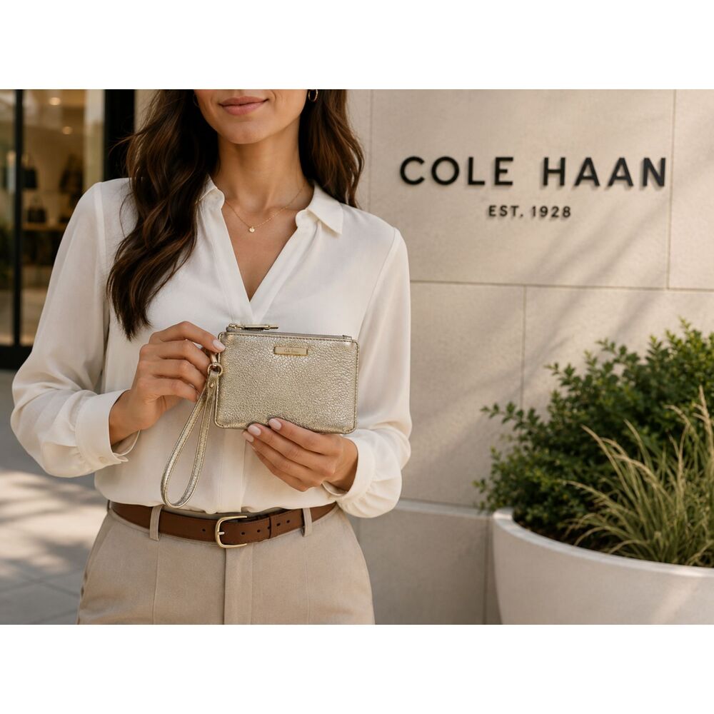 COLE HAAN GOLD  SMALL HANDBAG WRISTLET GREAT CONDITION